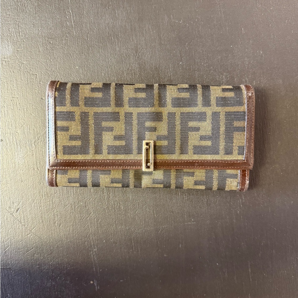 Fendi Tobacco Zucca Canvas Vintage Flap Wallet